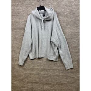 Gap Sweater Womens Size XXL Gray Hooded Cowl Neck Chunky Knit Cozy Pullover